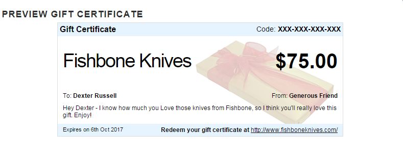 Fishbone Knives Gift Certificate